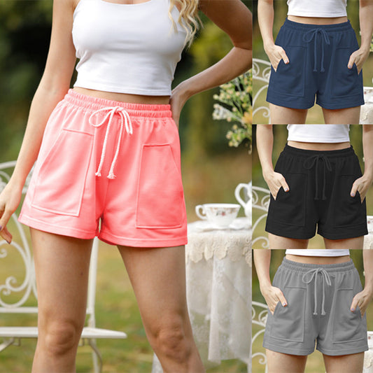 High Waist Lace-up Loose Shorts
