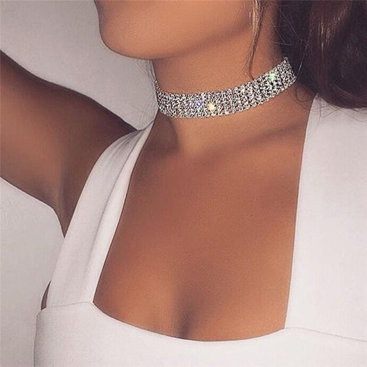 Crystal Rhinestone Choker Necklace - FashionX