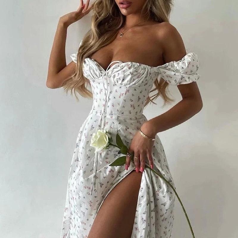 Summer Dress Short Puff Sleeve - FashionX