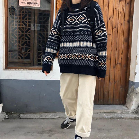 Indie Retro Knitted Sweater - FashionX