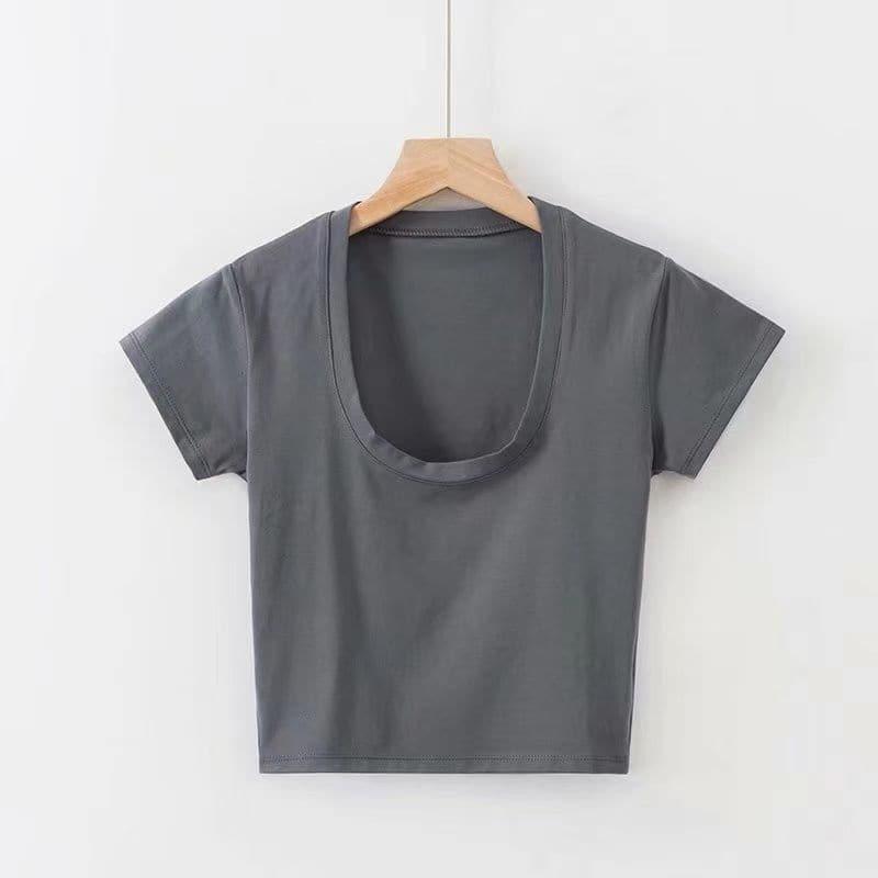 Low-Necked Short Sleeve Top - FashionX
