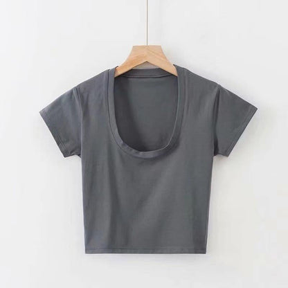 Low-Necked Short Sleeve Top - FashionX